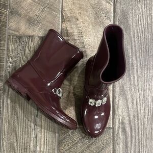 Michael Kors ornated Purple Winter Rain Boots with Glossy Finish